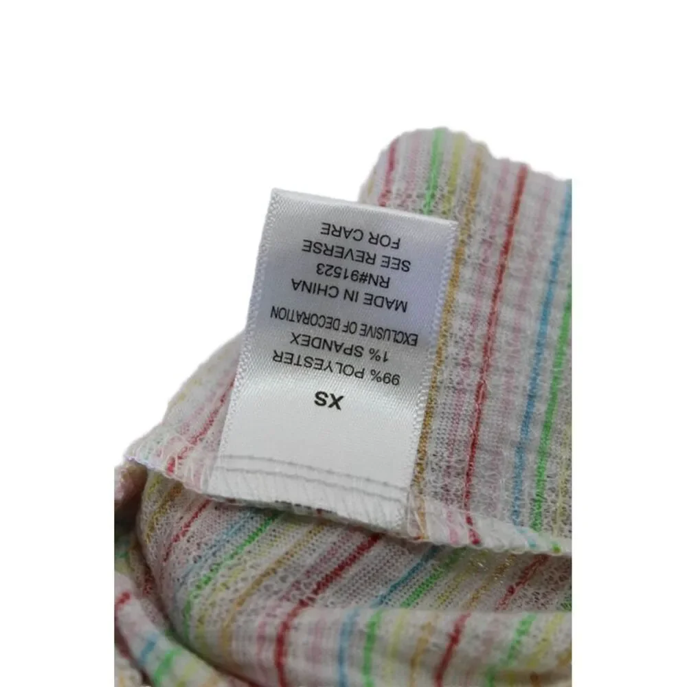 Emerson Road Womens Striped Butterfly Pajama Shirt Shorts Set White Multi XS
